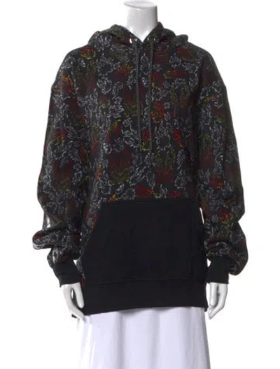 Pre-owned Marcell Von Berlin Floral Print Mock Neck Sweatshirt In Black