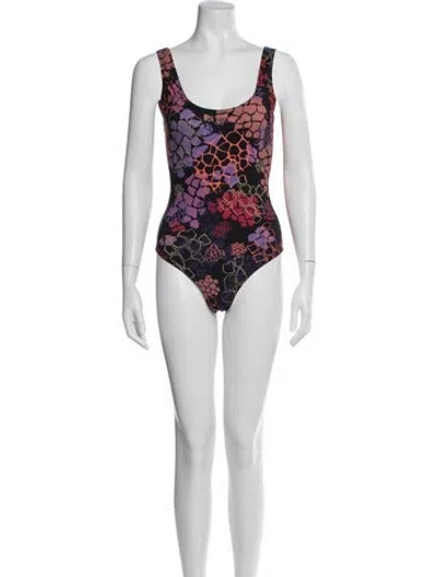 Pre-owned Marcell Von Berlin Floral Print One-piece In Black