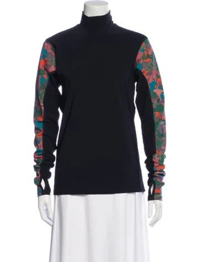 Pre-owned Marcell Von Berlin Floral Print Turtleneck Sweatshirt W/ Tags In Blue