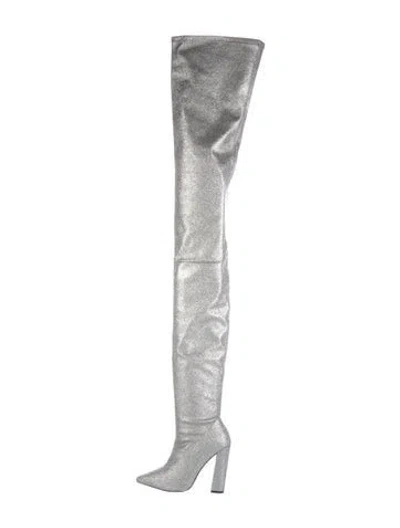 Pre-owned Marcell Von Berlin Glitter Sock Boots In Metallic/silver