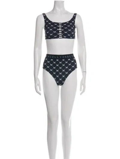Pre-owned Marcell Von Berlin Graphic Print Bikini In Black