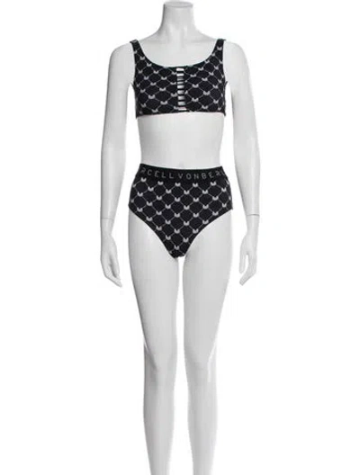 Pre-owned Marcell Von Berlin Graphic Print Bikini W/ Tags In Black