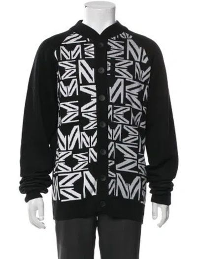 Pre-owned Marcell Von Berlin Graphic Print Crew Neck Cardigan In Black