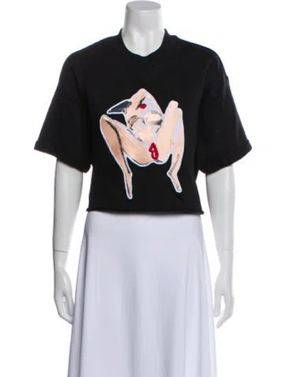 Pre-owned Marcell Von Berlin Graphic Print Crew Neck Crop Top In Black