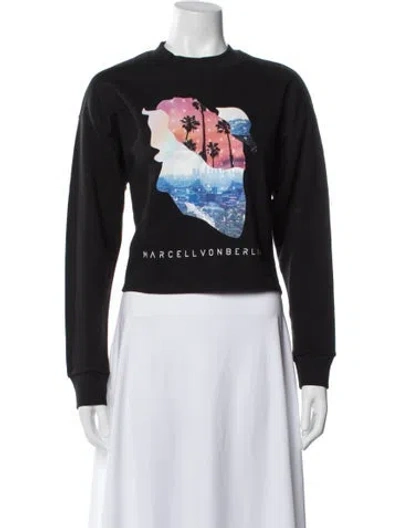 Pre-owned Marcell Von Berlin Graphic Print Crew Neck Crop Top In Black