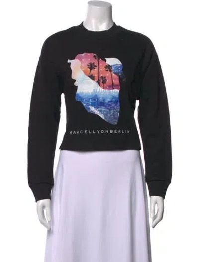 Pre-owned Marcell Von Berlin Graphic Print Crew Neck Crop Top In Black