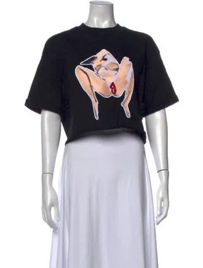 Pre-owned Marcell Von Berlin Graphic Print Crew Neck Crop Top In Black