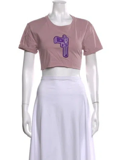 Pre-owned Marcell Von Berlin Graphic Print Crew Neck Crop Top W/ Tags In Pink