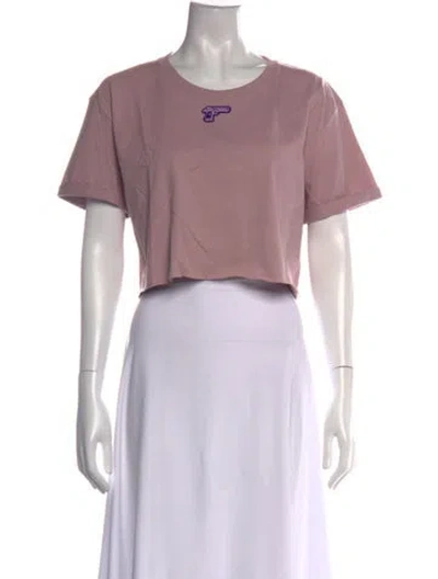 Pre-owned Marcell Von Berlin Graphic Print Crew Neck Crop Top W/ Tags In Pink