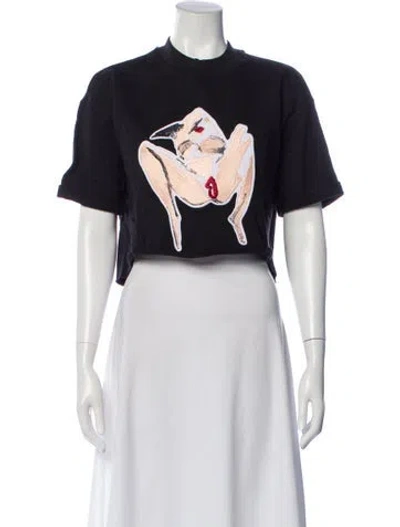 Pre-owned Marcell Von Berlin Graphic Print Crew Neck Crop Top In White