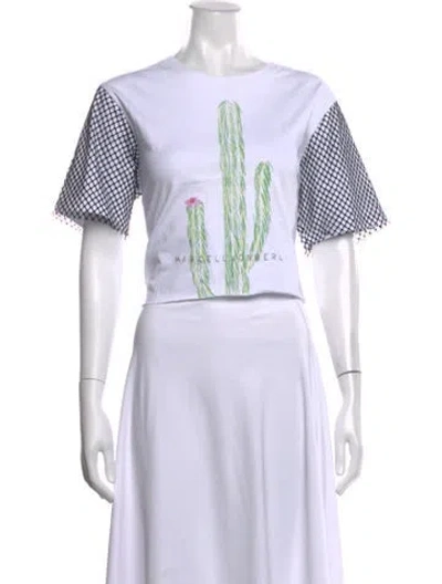 Pre-owned Marcell Von Berlin Graphic Print Crew Neck Crop Top In White