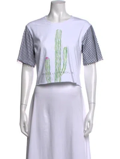 Pre-owned Marcell Von Berlin Graphic Print Crew Neck Crop Top In White