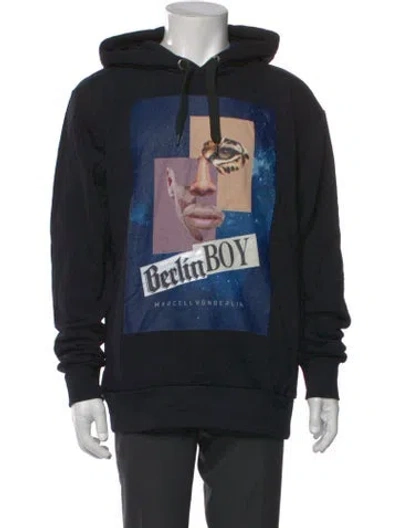Pre-owned Marcell Von Berlin Graphic Print Crew Neck Hoodie In Black