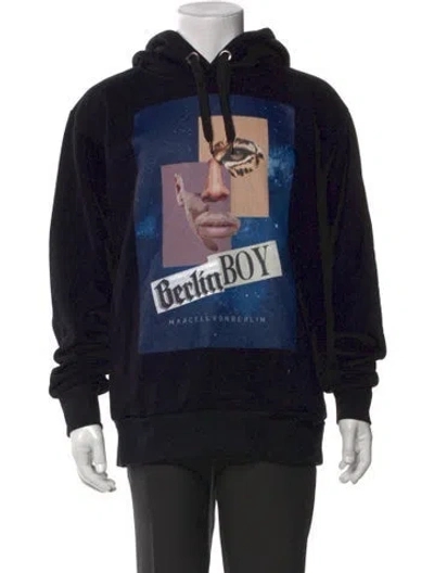 Pre-owned Marcell Von Berlin Graphic Print Crew Neck Hoodie In Black
