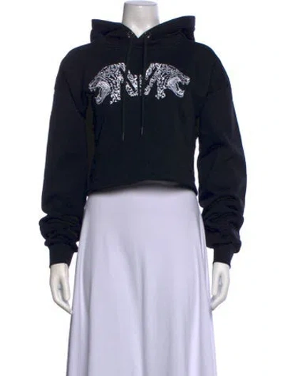 Pre-owned Marcell Von Berlin Graphic Print Crew Neck Hoodie In Black
