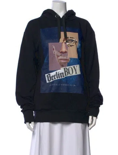 Pre-owned Marcell Von Berlin Graphic Print Crew Neck Hoodie In Black