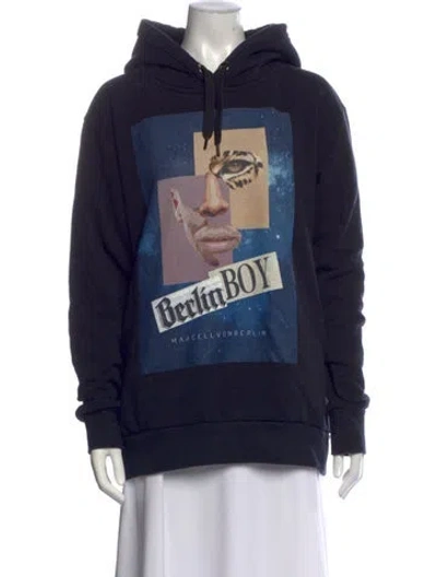 Pre-owned Marcell Von Berlin Graphic Print Crew Neck Hoodie In Blue