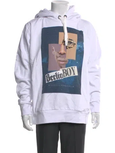 Pre-owned Marcell Von Berlin Graphic Print Crew Neck Hoodie In White