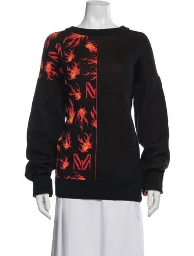 Pre-owned Marcell Von Berlin Graphic Print Crew Neck Sweater In Black