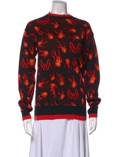 Pre-owned Marcell Von Berlin Graphic Print Crew Neck Sweater W/ Tags In Black/red
