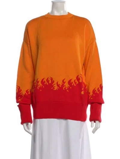 Pre-owned Marcell Von Berlin Graphic Print Crew Neck Sweater W/ Tags In Orange