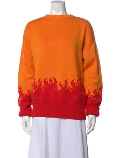 Pre-owned Marcell Von Berlin Graphic Print Crew Neck Sweater W/ Tags In Orange