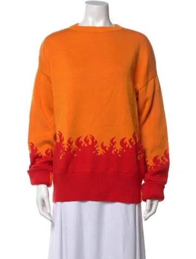 Pre-owned Marcell Von Berlin Graphic Print Crew Neck Sweater W/ Tags In Orange