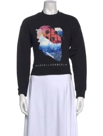 Pre-owned Marcell Von Berlin Graphic Print Crew Neck Sweatshirt W/ Tags In Black