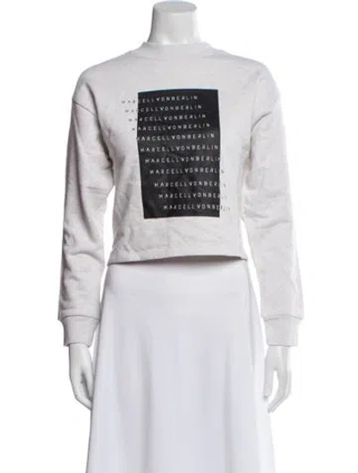 Pre-owned Marcell Von Berlin Graphic Print Crew Neck Sweatshirt In White