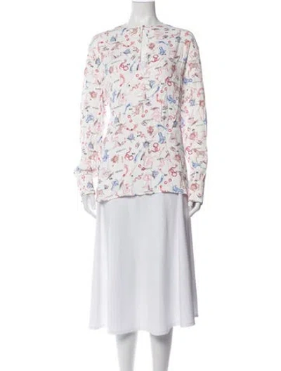 Pre-owned Marcell Von Berlin Graphic Print Crew Neck Top W/ Tags In Pink/white