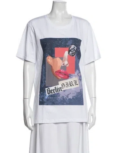 Pre-owned Marcell Von Berlin Graphic Print Crew Neck T-shirt In Blue/white