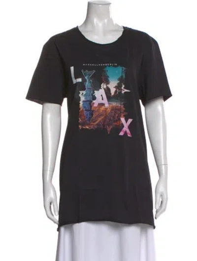 Pre-owned Marcell Von Berlin Graphic Print Crew Neck T-shirt W/ Tags In Black