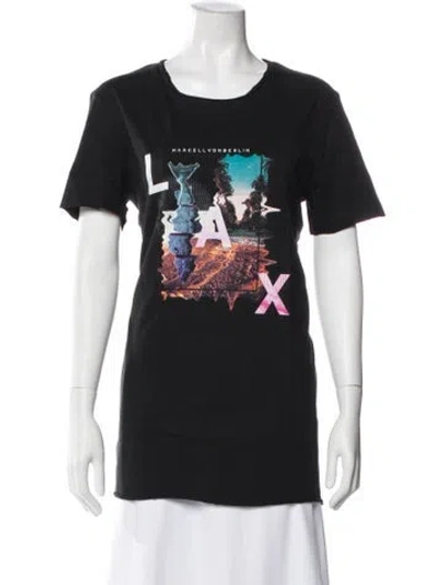 Pre-owned Marcell Von Berlin Graphic Print Crew Neck T-shirt W/ Tags In Black