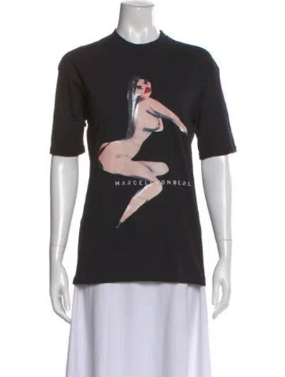 Pre-owned Marcell Von Berlin Graphic Print Crew Neck T-shirt W/ Tags In Black