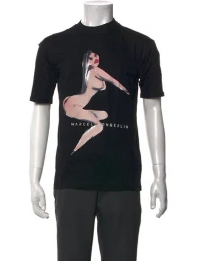 Pre-owned Marcell Von Berlin Graphic Print Crew Neck T-shirt W/ Tags In Black
