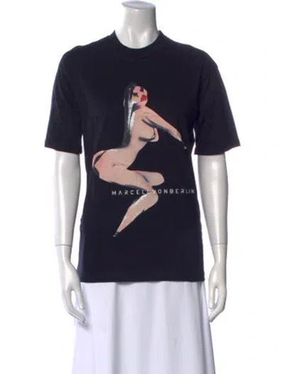 Pre-owned Marcell Von Berlin Graphic Print Crew Neck T-shirt W/ Tags In Blue