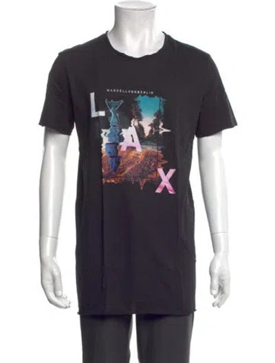 Pre-owned Marcell Von Berlin Graphic Print Crew Neck T-shirt W/ Tags In Blue