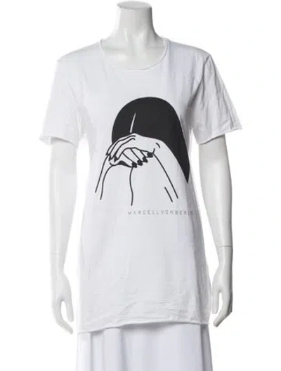 Pre-owned Marcell Von Berlin Graphic Print Crew Neck T-shirt In White