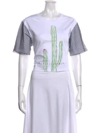 Pre-owned Marcell Von Berlin Graphic Print Crew Neck T-shirt In White
