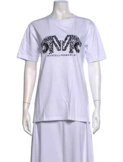 Pre-owned Marcell Von Berlin Graphic Print Crew Neck T-shirt In White