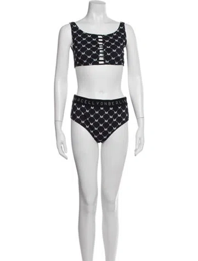 Pre-owned Marcell Von Berlin Graphic Print Cutout Accent Bikini W/ Tags In White