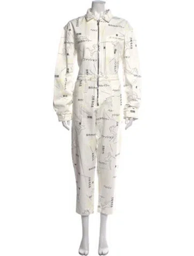 Pre-owned Marcell Von Berlin Graphic Print Jumpsuit In Neutrals