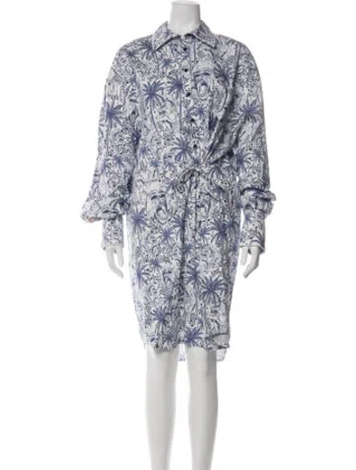 Pre-owned Marcell Von Berlin Graphic Print Knee-length Dress In Blue