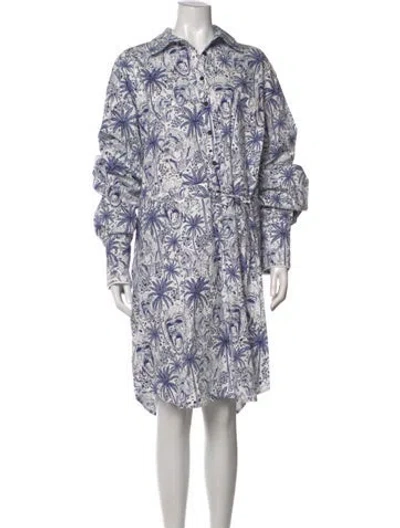Pre-owned Marcell Von Berlin Graphic Print Knee-length Dress W/ Tags In Blue