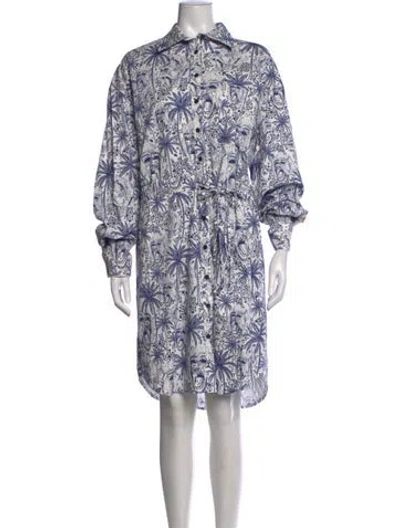 Pre-owned Marcell Von Berlin Graphic Print Knee-length Dress W/ Tags In Blue