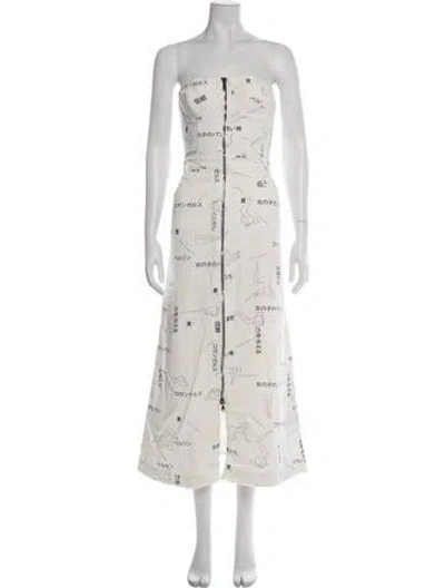 Pre-owned Marcell Von Berlin Graphic Print Long Dress In White