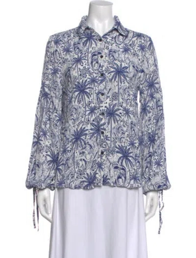 Pre-owned Marcell Von Berlin Graphic Print Long Sleeve Blouse In Multi