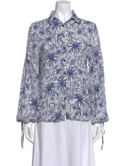 Pre-owned Marcell Von Berlin Graphic Print Long Sleeve Blouse In Multi