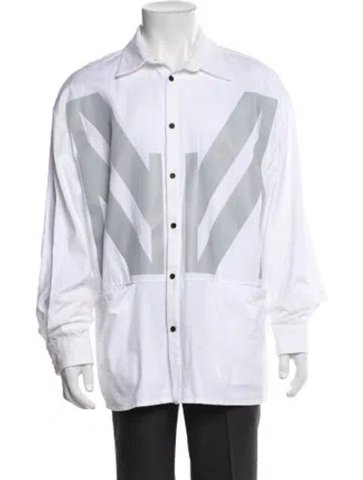 Pre-owned Marcell Von Berlin Graphic Print Long Sleeve Dress Shirt W/ Tags In White