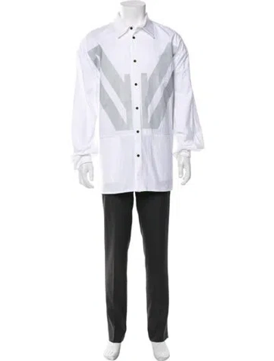 Pre-owned Marcell Von Berlin Graphic Print Long Sleeve Dress Shirt In White